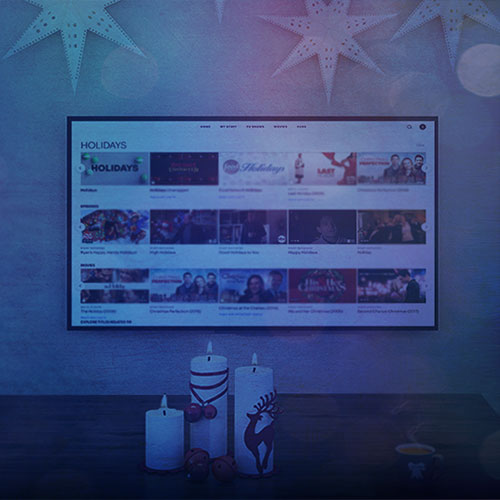 Streaming Dashboard on TV with Holiday decor
